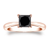 Certified 14k Rose Gold 4-Prong  Black Diamond Solitaire Ring 1.50 ct. tw.