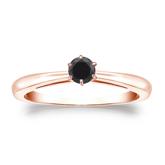 Certified 14k Rose Gold 6-Prong  Black Diamond Solitaire Ring 0.25 ct. tw.