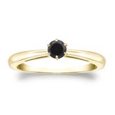 Certified 18k Yellow Gold 6-Prong  Black Diamond Solitaire Ring 0.25 ct. tw.