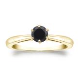 Certified 18k Yellow Gold 6-Prong  Black Diamond Solitaire Ring 0.50 ct. tw.