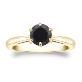 Certified 18k Yellow Gold 6-Prong  Black Diamond Solitaire Ring 1.00 ct. tw.