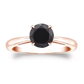 Certified 14k Rose Gold 4-Prong  Black Diamond Solitaire Ring 1.25 ct. tw.