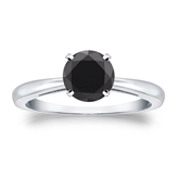 Certified 14k White Gold 4-Prong  Black Diamond Solitaire Ring 1.25 ct. tw.