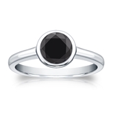Certified Platinum Bezel Black Diamond Solitaire Ring 1.25 ct. tw.