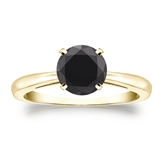 14k Yellow Gold 4-Prong  Black Diamond Solitaire Ring 1.50 ct. tw.