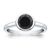 Certified Platinum Bezel Black Diamond Solitaire Ring 1.50 ct. tw.