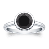 Certified Platinum Bezel Black Diamond Solitaire Ring 2.00 ct. tw.