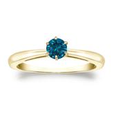 Certified 14k Yellow Gold 6-Prong Blue Diamond Solitaire Ring 0.25 ct. tw. (Blue, SI1-SI2)
