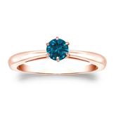 Certified 14k Rose Gold 6-Prong Blue Diamond Solitaire Ring 0.33 ct. tw. (Blue, SI1-SI2)