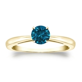 Certified 14k Yellow Gold 4-Prong Blue Diamond Solitaire Ring 0.50 ct. tw. (Blue, SI1-SI2)
