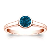 Certified 14k Rose Gold Bezel Round Blue Diamond Ring 0.50 ct. tw. (Blue, SI1-SI2)