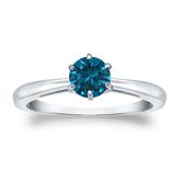 Certified 14k White Gold 6-Prong Blue Diamond Solitaire Ring 0.50 ct. tw. (Blue, SI1-SI2)