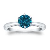 Certified 14k White Gold 6-Prong Blue Diamond Solitaire Ring 0.75 ct. tw. (Blue, SI1-SI2)
