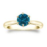 Certified 18k Yellow Gold 6-Prong Blue Diamond Solitaire Ring 0.75 ct. tw. (Blue, SI1-SI2)