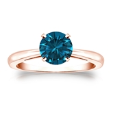 Certified 14k Rose Gold 4-Prong Blue Diamond Solitaire Ring 1.00 ct. tw. (Blue, SI1-SI2)