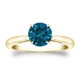 Certified 14k Yellow Gold 4-Prong Blue Diamond Solitaire Ring 1.00 ct. tw. (Blue, SI1-SI2)