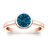 Certified 14k Rose Gold Bezel Round Blue Diamond Ring 1.00 ct. tw. (Blue, SI1-SI2)