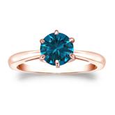 Certified 14k Rose Gold 6-Prong Blue Diamond Solitaire Ring 1.00 ct. tw. (Blue, SI1-SI2)