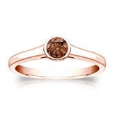 Certified 14k Rose Gold Bezel Round Brown Diamond Ring 0.33 ct. tw. (Brown, SI1-SI2)
