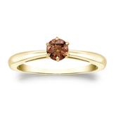 Certified 18k Yellow Gold 6-Prong Brown Diamond Solitaire Ring 0.25 ct. tw. (Brown, SI1-SI2)