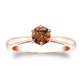 Certified 14k Rose Gold 6-Prong Brown Diamond Solitaire Ring 0.50 ct. tw. (Brown, SI1-SI2)
