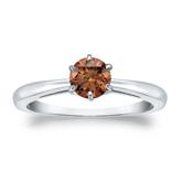 Certified 18k White Gold 6-Prong Brown Diamond Solitaire Ring 0.50 ct. tw. (Brown, SI1-SI2)