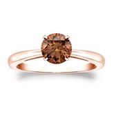 Certified 14k Rose Gold 4-Prong Brown Diamond Solitaire Ring 0.75 ct. tw. (Brown, SI1-SI2)