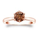 Certified 14k Rose Gold 6-Prong Brown Diamond Solitaire Ring 0.75 ct. tw. (Brown, SI1-SI2)