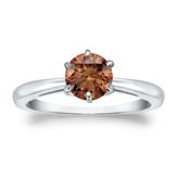 Certified 18k White Gold 6-Prong Brown Diamond Solitaire Ring 0.75 ct. tw. (Brown, SI1-SI2)