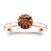 Certified 14k Rose Gold 4-Prong Brown Diamond Solitaire Ring 1.00 ct. tw. (Brown, SI1-SI2)