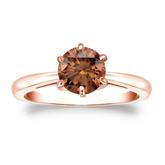 Certified 14k Rose Gold 6-Prong Brown Diamond Solitaire Ring 1.00 ct. tw. (Brown, SI1-SI2)