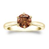 Certified 14k Yellow Gold 6-Prong Brown Diamond Solitaire Ring 1.00 ct. tw. (Brown, SI1-SI2)