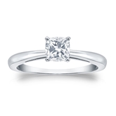 Certified 14k White Gold 4-Prong Cushion Diamond Solitaire Ring 0.50 ct. tw. (I-J, I1-I2)