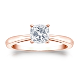 Certified 14k Rose Gold 4-Prong Cushion Diamond Solitaire Ring 0.75 ct. tw. (G-H, VS2)