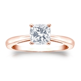 Certified 14k Rose Gold 4-Prong Cushion Diamond Solitaire Ring 1.00 ct. tw. (G-H, VS2)