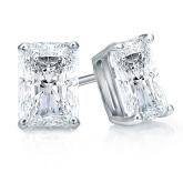 Natural Diamond Stud Earrings Radiant 2.00 ct. tw. (1.00ct. each ear) G-H, VS1-VS2 14k White Gold 4-Prong Basket