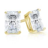 Natural Diamond Stud Earrings Radiant 2.00 ct. tw. (1.00ct. each ear) G-H, VS1-VS2 18k Yellow Gold 4-Prong Basket
