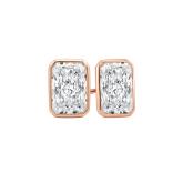 Natural Diamond Stud Earrings Radiant 2.00 ct. tw. (1.00ct. each ear) G-H, VS1-VS2 14k Rose Gold Bezel