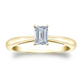 Natural Diamond Solitaire Ring Emerald 0.33 ct. tw. (I-J, I1-I2) 18k Yellow Gold 4-Prong