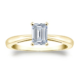 Natural Diamond Solitaire Ring Emerald 0.50 ct. tw. (G-H, VS1-VS2) 14k Yellow Gold 4-Prong