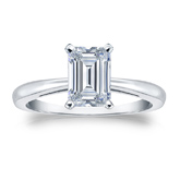 Natural Diamond Solitaire Ring Emerald 1.00 ct. tw. (G-H, VS1-VS2) 18k White Gold 4-Prong
