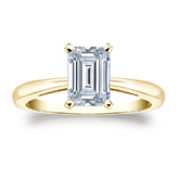 IGI Certified Lab Grown Diamond Solitaire Ring Emerald 5.00 ct. tw. (E, VS) in 14k yellow Gold 4-Prong Basket