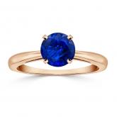 Certified 14k Rose Gold 4-Prong Round Blue Sapphire Gemstone Ring 0.75 ct. tw. (AAA)