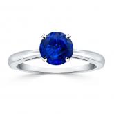 Certified 18k White Gold 4-Prong Round Blue Sapphire Gemstone Ring 0.25 ct. tw. (AAA)