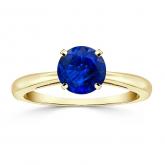 Certified 18k Yellow Gold 4-Prong Round Blue Sapphire Gemstone Ring 0.25 ct. tw. (AAA)