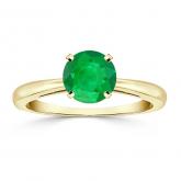 Certified 14k Yellow Gold 4-Prong Round Green Emerald Gemstone Ring 0.25 ct. tw. (AAA)