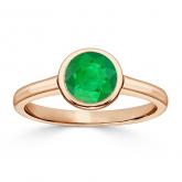 Certified 14k Rose Gold Bezel Round Green Emerald Gemstone Ring 0.50 ct. tw. (AAA)