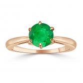 Certified 14k Rose Gold 6-Prong Round Green Emerald Gemstone Ring 0.75 ct. tw. (AAA)