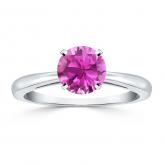 Certified 14k White Gold 4-Prong Round Pink Sapphire Gemstone Ring 0.25 ct. tw. (AAA)