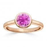 Certified 14k Rose Gold Bezel Round Pink Sapphire Gemstone Ring 0.50 ct. tw. (AAA)